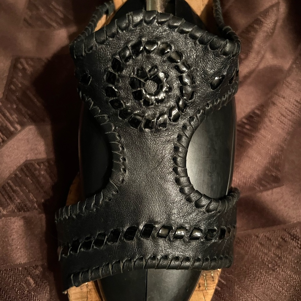 Sandals- Black Leather Wedge Size 9.5